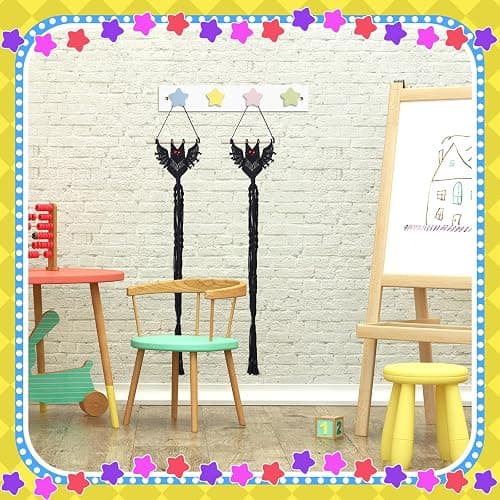 Suzile 2 Pcs Wall Mounted Kids Coat Rack Cute Kids Wall Hooks Backpack Hanger for Towels Hats Bedroom Playroom Bathroom Classroom Room Decor(Star Style,14 x 2.3 x 1.5 Inch) thumbnail 5