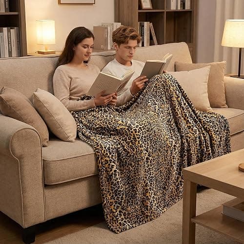 MACEVIA Flannel Fleece Throw Blanket for Couch, Leopard Print Blanket for Adult, Lightweight Cozy Soft Cheetah Blanket for Bed Sofa 260GSM, Suitable for All Seasons (Brown Leopard,50x60inches) thumbnail 4