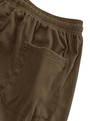 Hidkat Mens Corduroy Casual Pants Fashion Loose Fit Wide Leg Pants Straight Sweatpants Elastic Waist Drawstring thumbnail 6