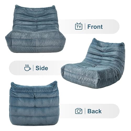 Bean Bag Chairs for Adults Giant Bean Bag Chair Memory Foam BeanBag Chair Bean Bag Sofa with Filler Faux Fur Fireside Beanbags Lazy Sofa for Living Room Bedroom Office (Bluegrey Plush, Single) thumbnail 9
