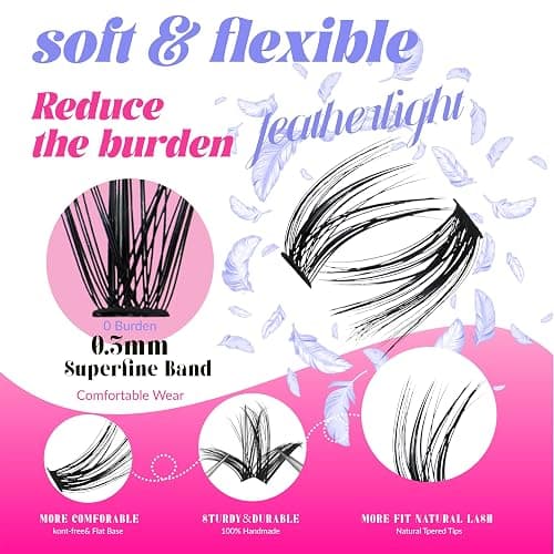 Azenlo Lash Extensions Cluster DIY Lashes 240pcs 30D 80D 10-16mm Eyelash Clusters Individual Lashes Lash Kit Think Band Lash Kit(30D+80D KIT) thumbnail 5