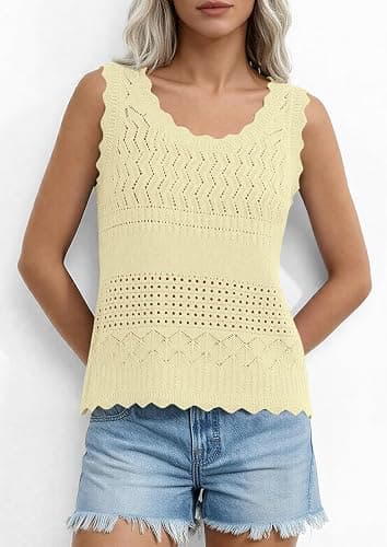 PRETTYGARDEN Womens Crochet Tank Tops 2026 Summer Spring Sleeveless Tops Cute Sweater Vest Trendy Boho Beach Vacation Clothes thumbnail 8