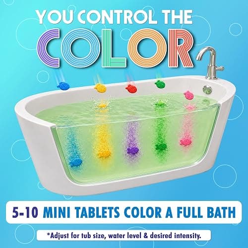 SplashEZ Mini Bath Color Tablets for Kids, 150 Fizzy Bath Bombs & Bath Toys | STEM Mini Bath Bombs for Kids, Non Toxic, Fragrance Free, No Tub Staining, Easy Clean for Toddlers & Kids thumbnail 2
