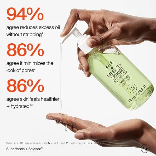 Youth To The People Superfood Facial Cleanser - Kale + Green Tea Daily Face Wash, Gentle Makeup Remover, with Soothing Antioxidants for Glowing Skin, pH Balance, Clean Pores, Sulfate-free, Refillable thumbnail 8