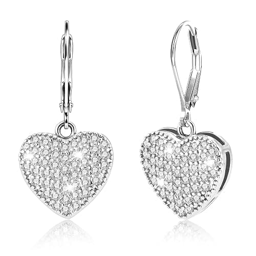 ALEXCRAFT 925 Sterling Silver Dangle Earrings, 14K Gold Plated Heart Waterdrop Earring for Women Trendy Hypoallergenic Leverback Earings Wedding Cubic Zirconia Dangle Earrings Jewelry for Women - Image 1