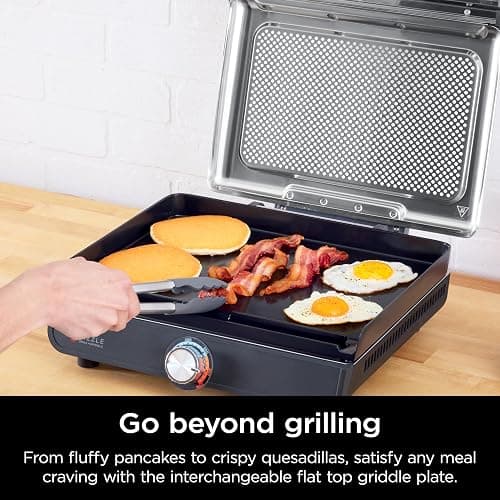 Ninja Griddle and Indoor Grill, 14’’, Electric Grill, For Steak, Burgers, Salmon, Veggies, and More, Pancake Griddle, Nonstick, Dishwasher Safe, 500F, Even Cooking, Silver, GR101 thumbnail 5