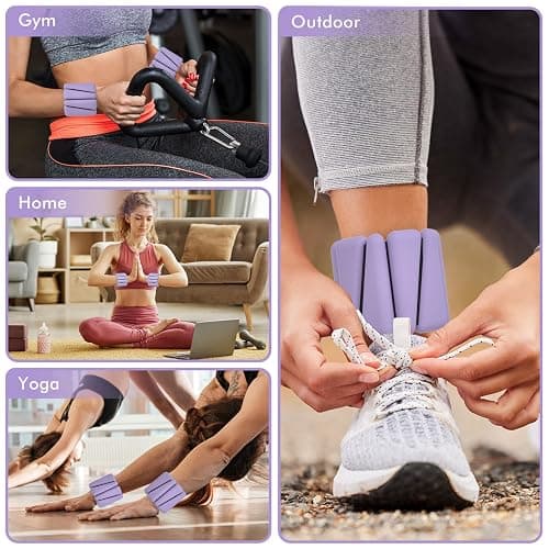 Wrist Weights, Ankle Weights for Women Men, Adjustable Wrist Weighted Bracelet for Home Gym Workout, Running, Yoga, Exercise, Strength Training, Set of 2 (1LB Each) thumbnail 5