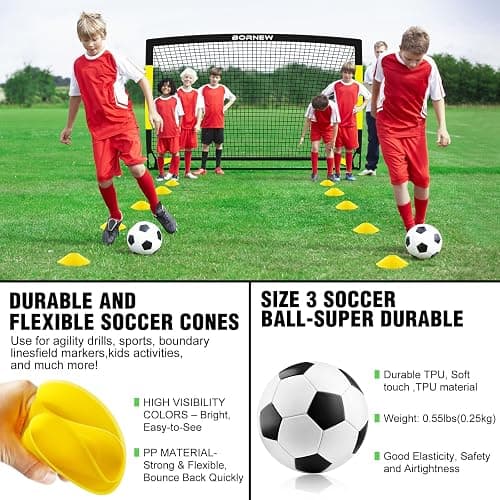 Kids Soccer Goal for Backyard Set - 2 Set of 7X5 / 6X4 ft Toddler Soccer Nets Training Equipment, Soccer Ball, Pop Up Portable Soccer Set for Kids and Youth Games and Training Goals Ages 3-16 Gift thumbnail 6