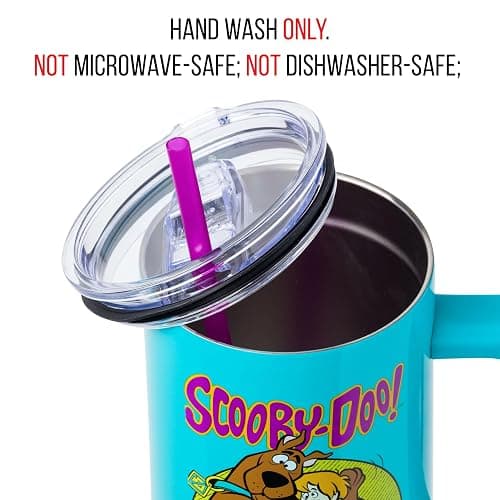Silver Buffalo Scooby-Doo Featuring Scared Shaggy and Scooby Stainless Steel Tumbler with Handle and Straw, Fits in Standard Cup Holder, 40 Ounces thumbnail 5