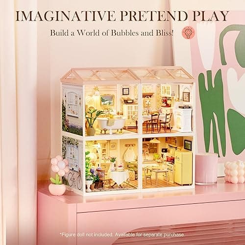 Rolife Super Creator-DIY Plastic Miniature House for Adults, Mini Blocks Model Kit Building Set for Teens 8-12, DIY Crafts/Hobbies/Building Blocks Toys for Teens&Adults (Pop Bubble Bathroom) thumbnail 6