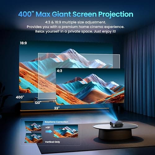 [Compatible with Netflix/High Brightness] Smart Projector with WiFi 6 and Bluetooth 5.3, 4K Outdoor Movie Projector with Prime Video/YouTube, Portable Proyector Compatible with HDMI/USB/iOS/Android thumbnail 7