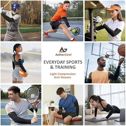 AetherGear Arm Sleeve (1 Pair) - Compression Cover Arm Sleeves Men and Women for Sports, Outdoors, UV Protection thumbnail 5