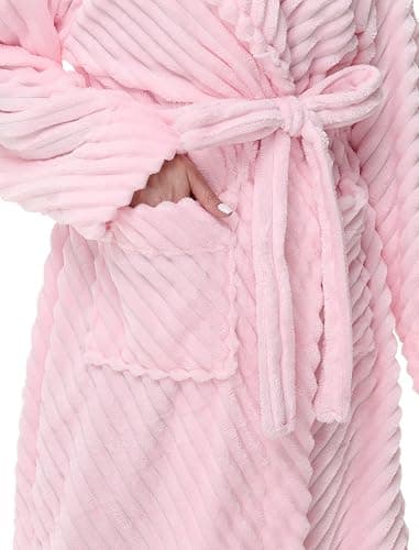 Yurhap Premium Robes for Women - Super Soft Cozy Fleece Womens Robe Plush Long Bathrobe thumbnail 3