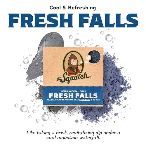 Dr. Squatch Natural Bar Soap for Men - Cold Process Soap with No Harsh Chemicals - Wood Barrel Bourbon, Fresh Falls & Birchwood Breeze (5 oz, 3-Pack) thumbnail 2