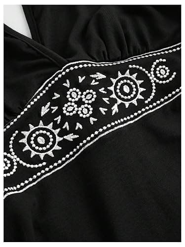 SOLY HUX Women's Summer Halter Backless Mini Dress Flowy Sleeveless V Neck Tie Back A Line Western Casual Sun Dresses thumbnail 4