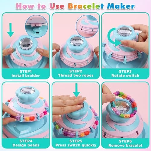 DPAPDI Pop Style Bracelet Making Kit for Girls, 192 Beads Jewelry Maker with No-Knot Design & Carry Case, Creative Arts Crafts Gift for Kids Ages 6 7 8 9 10 11 12 thumbnail 8