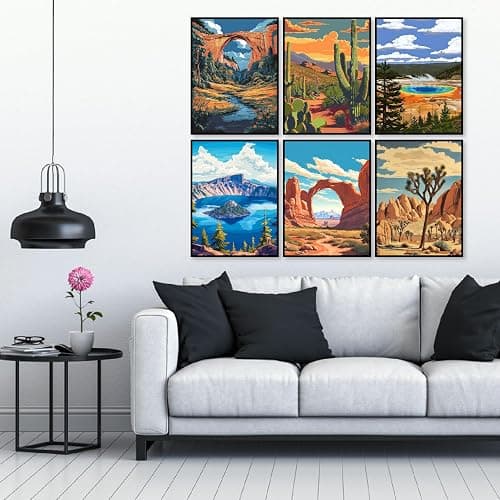Canrichshop 6 Pack National Park Diamond Painting Kits for Adults,Lanscape Diamond Art Kits Beginner,5D Full Drill Diamond Dot,Gem Art Crafts for Adults Wall Decor 12x16inch thumbnail 4