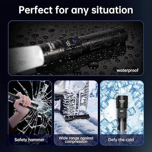 TrixHub Rechargeable Flashlights 2 Pack, Super Bright High Lumens Flash Light, 5 Modes Zoomable Linternas with LCD Digital Display, Powerful Handheld LED Flashlights for Home Emergencies Camping thumbnail 8