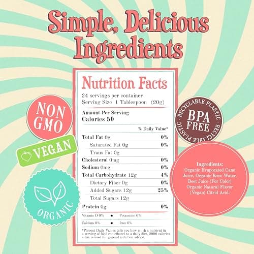 Wäbry Organic Rose Syrup – 16.4oz (468g), Natural Coffee Syrup, Perfect for Lattes, Tea, Shaved Ice and Soda, Vegan Friendly, Non-GMO, Dye-Free Snow Cone Syrup – BPA-Free Plastic Bottle thumbnail 2