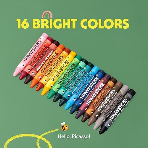 Honeysticks Jumbo Crayons (16 Pack) - Non Toxic Crayons, 100% Pure Beeswax | Natural Beeswax and Food Grade Colors, Large Size - Easy to Hold and Use, Preschool Art Supplies for Toddlers, Kids 3-5, 4-9 thumbnail 7