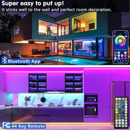 Keepsmile 100ft Led Strip Lights (2 Rolls of 50ft) Bluetooth Smart App Control Music Sync Color Changing RGB Led Light Strip with Remote,Led Lights for Bedroom Room Home Decor Party Festival thumbnail 3