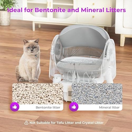 Self Cleaning Cat Litter Box, Open Top Litter Box for Multiple Cats, Automatic Cat Litter Box with Liners and Mat Included, Grey thumbnail 5