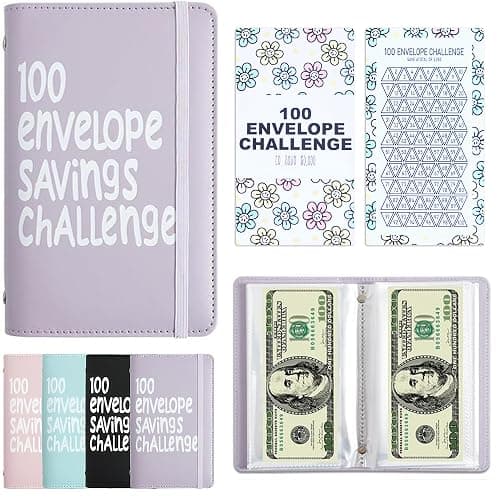 APMFHO 100 Days Money Saving Challenge Coin Envelope Budgetstorage Book, Money Saving Binder, Easy and Fun Way to Save $10,000 or $5,050, Saving Challenge Book with Family, Friends, Bestie - Image 1
