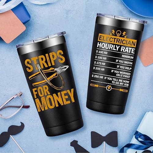 SpenMeta Electrician Gifts for Men - Christmas Gifts for Electricians, Cowoker, Dad, Husband, Boyfriend - 20oz Strips For Money Tumbler Cup thumbnail 4