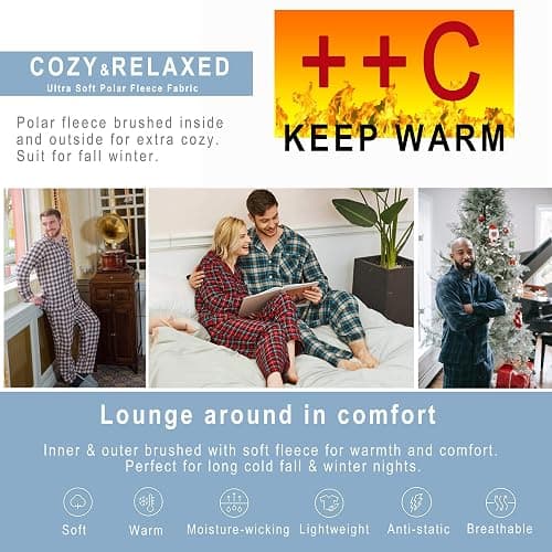 YUSHOW 2 Pack Mens Fleece Pyjama Bottoms Ultra Soft Checked Lounge Pants with Pockets PJs Loungewear Pjs Trousers thumbnail 6