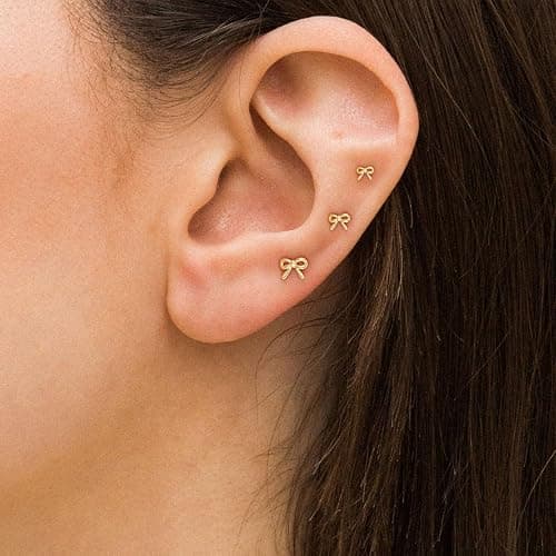 VRIUA 20G Tiny Flat Back Earrings for Women - 14K Gold/Silver Plated Small Flat Back Stud Earrings Hypoallergenic Cartilage Helix Piercing Jewelry thumbnail 3