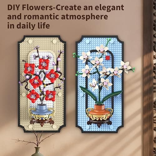 BRICXOR 3D Wall Art Plum Blossom Building Blocks Set for Adults - Floral Wall Hanging Art with Stand, DIY Artificial Flower Decor Kit for Home Office, Elegant Gift for Adults, 529-Piece thumbnail 5