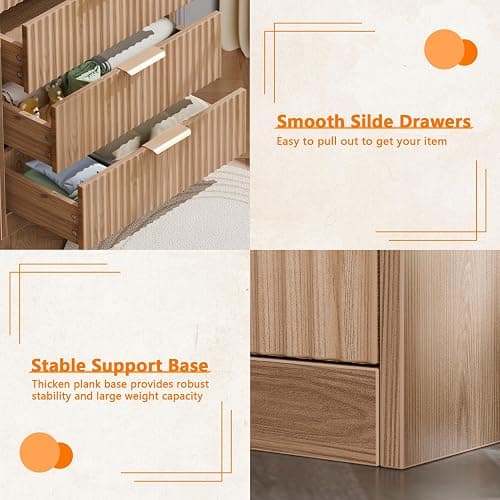 Furnulem 4-Drawer Dresser for Bedroom - Fluted Wood Chest of Drawers Closet Storage Cabinet Organizer for Bedroom, Living Room, Hallway & Office thumbnail 5