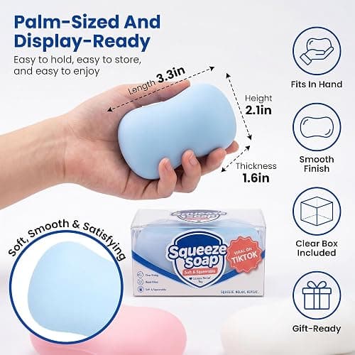 Crunchy Soap Squishy, 2026 New Bead Filled Realistic Soap-Shaped Squeeze Stress Ball ASMR Squishies, White thumbnail 4