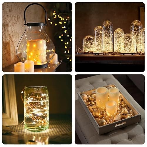 BXROIU Fairy Lights CR2032 Battery Operated,6.6Ft/2Meter 20 LEDs Micro Silver Wire String Lights for Bedroom Christmas Party Wedding Decoration (Warm White, 6 Pack) thumbnail 3