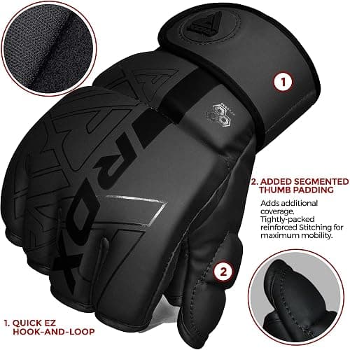 RDX MMA Gloves Grappling Sparring, Pre-Curved Mixed Martial Arts Mitts Men Women Boxing Gloves, Maya Hide Leather Kara Cage Fighting Workout, Combat Sports Training, Muay Thai, Punching Bag Kickboxing thumbnail 2