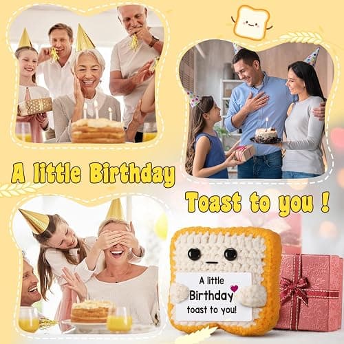 A little Birthday Toast to you - Funny Happy Birthday Gifts for Women, Men, Mom, Dad, Girls, Boys - Unique Crochet Toast Gift Card - Cute Keepsake & Desk Decor Alternative for Her, Him, Best Friend thumbnail 8