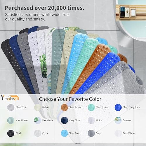 Yimobra Non Slip Bathtub Mat 40"x16", Super Strong Suction Cups, Extra Long Shower Mat with Drain Holes, Machine Washable Fast Draining Bathroom Floor Mat, Clear Grey thumbnail 7