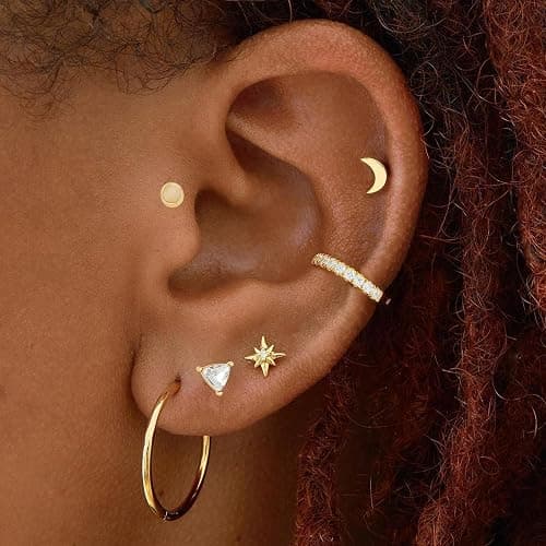 82 Pairs Gold Earrings for Women Trendy, Pearl Bow Small Hoop Stud Earrings Pack, Earring Set Multiple Piercing for Birthday Party Gift thumbnail 5