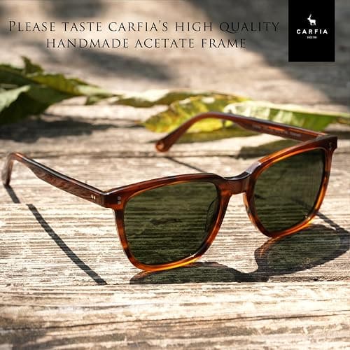 CARFIA Acetate Polarized Sunglasses for Men UV400 Protection Classic Retro Square Shades Driving Glasses thumbnail 2