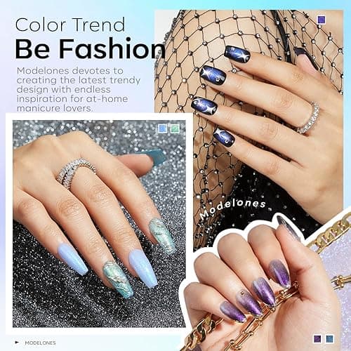 modelones Chameleon Gel Nail Polish Set- 6 Colors Fall Winter Aurora Shimmer Glitter Gel Polish Kit Blue Green Purple Nail Gel Polish Soak Off LED Nail Lamp Nail Art Gel Kit DIY Salon Gift for Women thumbnail 5