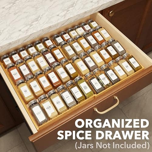 SpaceAid Bamboo Spice Drawer Organizer, (Need 3" Deep Drawer) Expandable 4 Tier Spices Rack for Cabinet, Kitchen Seasoning Storage Insert (Jars Not Included, From 12" to 23" Wide) thumbnail 3