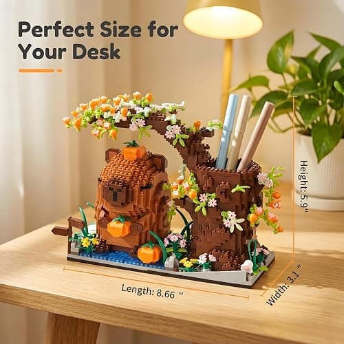 Capybara Building Blocks Set -1880PCS Cute Animals & Flowers Building Bricks Kit Kawaii Capybara Gifts Toy for Kids Age 8+, Capybara Stuff Pen Holder&Desk Organizer, Arts &Crafts for Boys Girls Adult thumbnail 2