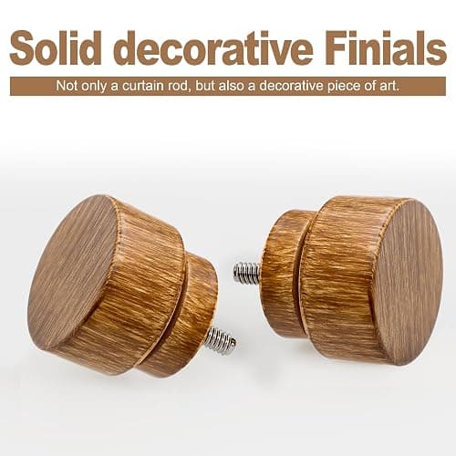 2 Pack Wood Curtain Rods for Windows 66 to 120 Inches 1" Diameter Boho Decorative Heavy Duty Window Curtain Rod Set Adjustable with Solid Finials for Living Room Bedroom Kitchen Farmhouse Outdoor - 16"-120"|2 Pack thumbnail 4
