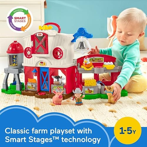 Fisher-Price Little People Caring for Animals Farm - English Edition, interactive playset with Smart Stages learning for toddlers and kids. Ages 1-5 years. GLT78 thumbnail 2