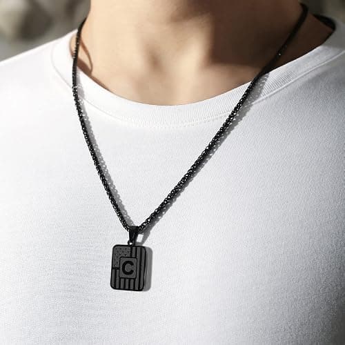 DuoDiner Initial A-Z Necklaces for Men Boys Kids, American Flag Stainless Steel Letter Pendent Chain 20+2 Inches Jewelry Gifts thumbnail 2