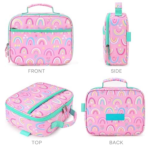 mibasies Kids Lunch Box for Girls Toddler, Insulated and Reusable Lunch Bag for School, Pink Rainbow thumbnail 7