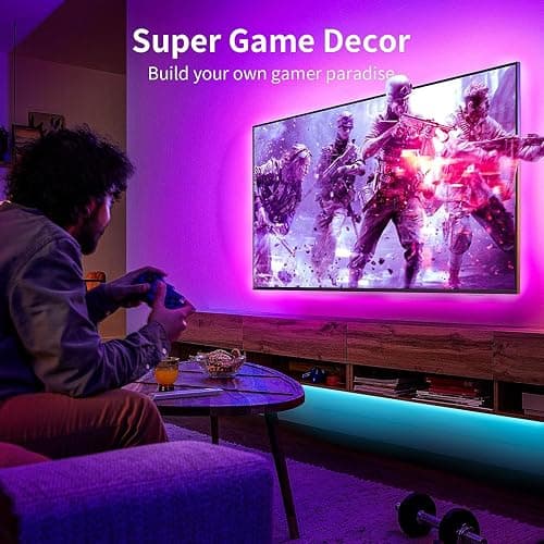 KSIPZE LED Lights for TV, 16.5ft TV led Backlight for 45-75 Inch TVs RGB TV Backlight Behind Music Sync Smart APP & Button Control TV LED Strip Lights USB Powered for Bedroom/Gaming | RGB TV Backlight Behind Music Sync Smart APP & Button Control TV LED Strip Lights USB Powered for Bedroom/Gaming thumbnail 4