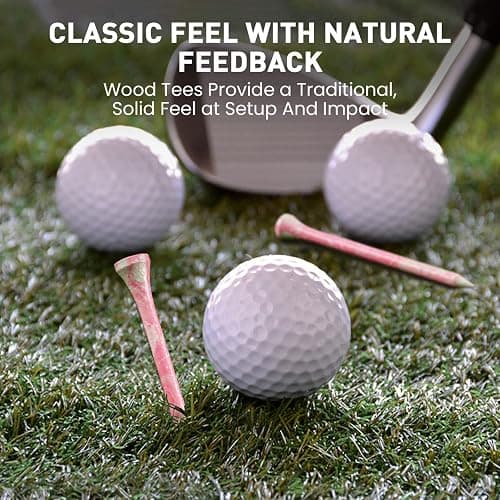 FINGER TEN Golf Tees Stylish Bamboo Wooden Coloured Painted Value 100 Pack, Durable 3 1/4 2 3/4 1 1/2 Inch Long Short Tee, Cool Style Purple Pink Green Enhanced Visibility for Men Women thumbnail 4