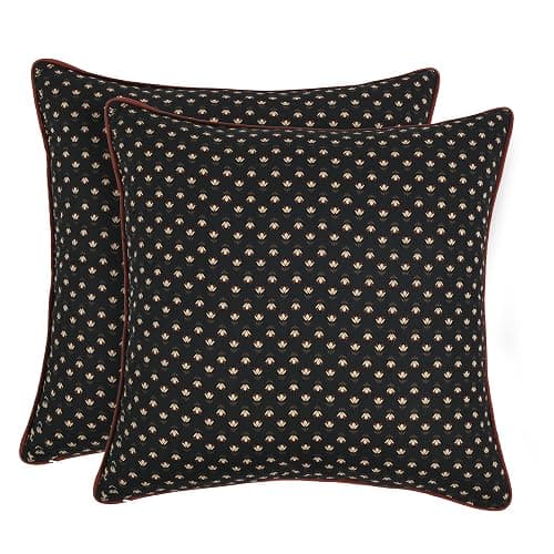 Ridhi Hand Block Print 18x18 Black Decorative Outdoor Couch Throw Canvas Pillow Cover Set of 2 Washable Modern Vintage Boho Chic Spring Home Decor GIFS Cover thumbnail 7