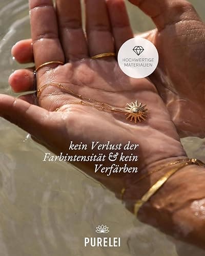 Purelei Sun Kette Damen – Halskette Damen aus langlebigem Edelstahl – Wasserfeste Kette mit Anhänger – 50-55 cm Länge verstellbar – Halskette für deinen individuellen Look thumbnail 5
